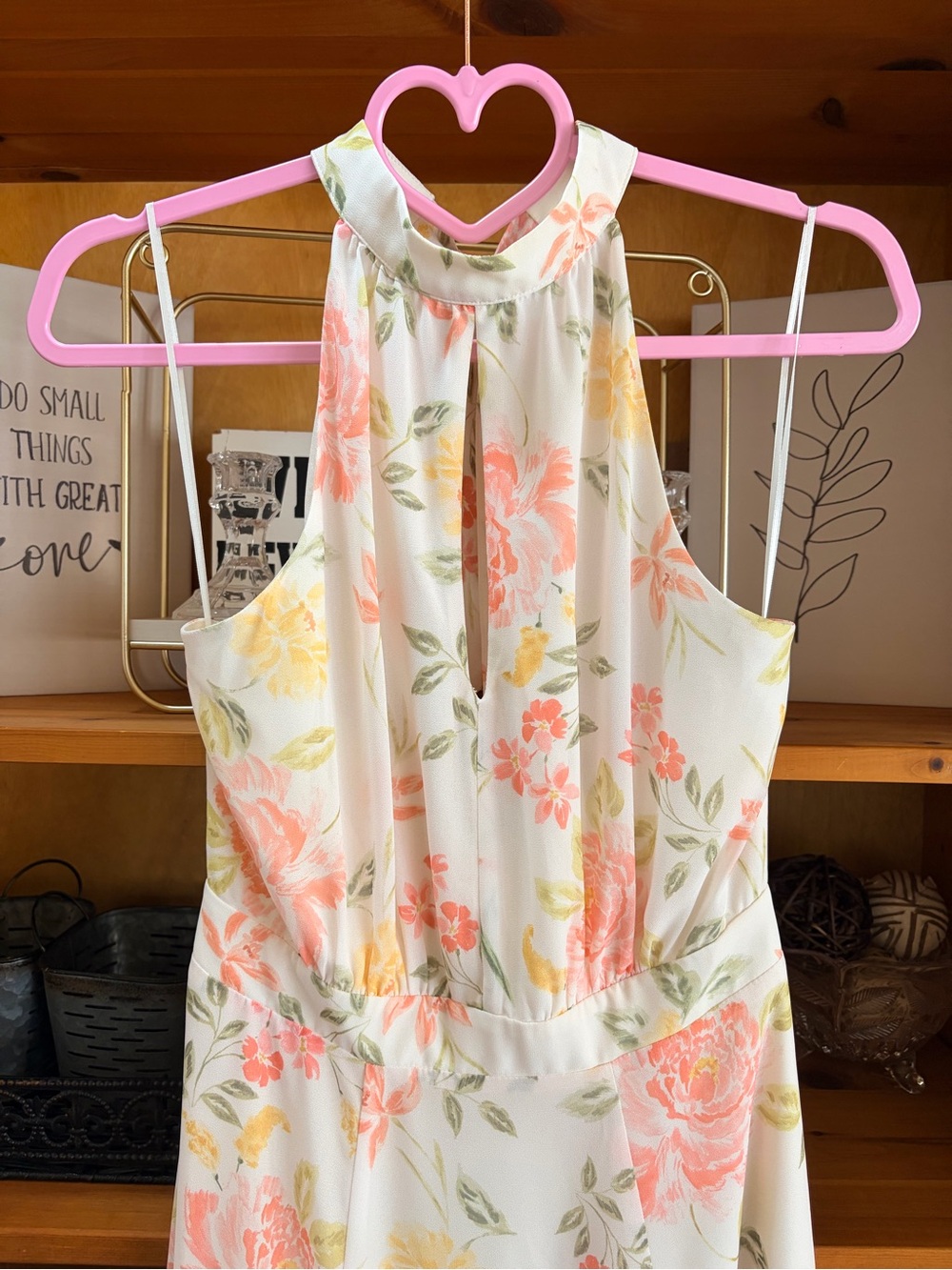 Yumi Kim Floral Halter Maxi Dress Cream Garden Party Cottagecore Boho Size S - Picture 6 of 11